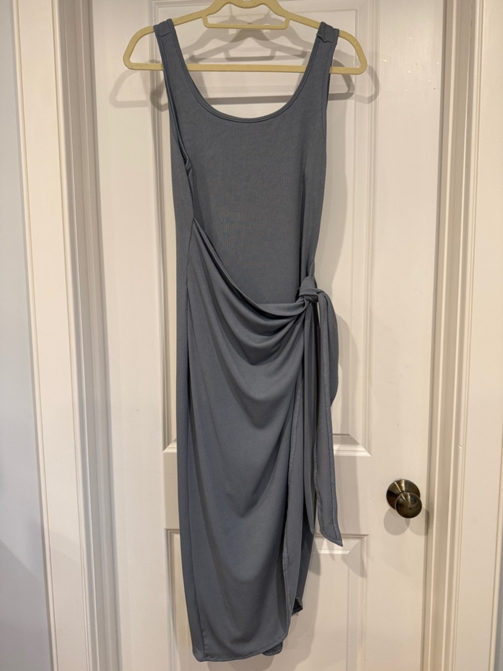 SHEIN Slate Blue Sleeveless Midi Dress with Side Knot